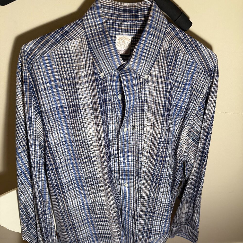 Brooks Brothers Blue Multi Plaid Striped Button Down Shirt